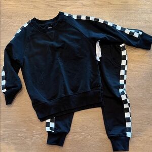 Little Bipsy - Black Checkered Trim Sweatshirt & Jogger Set